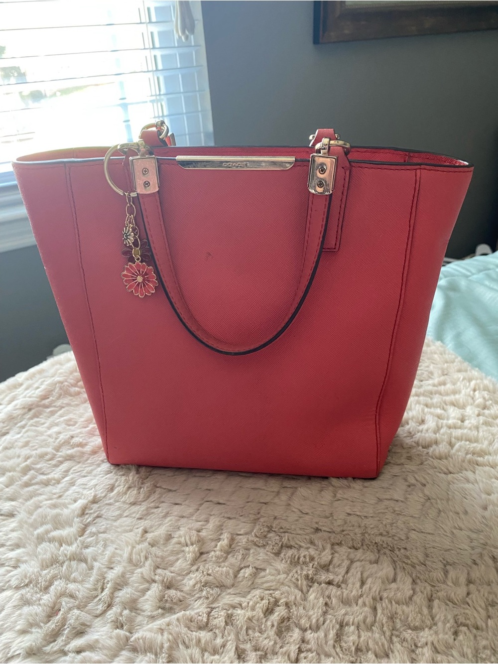Coach Madison Saffiano leather mini North/South tote